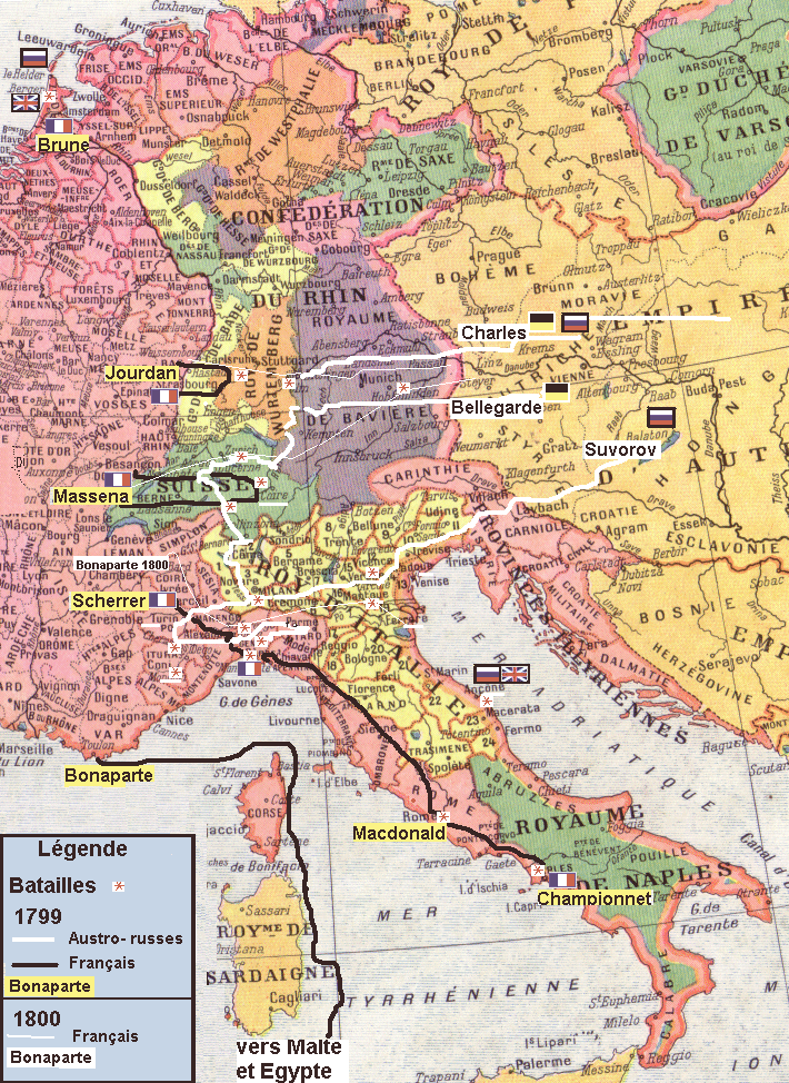 carte des combats d'Allemagne, Suisse et Italie