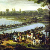 Pont de bateaux à l'île Lobau (1809)