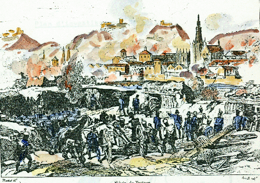 Tortosa under bombs during the encirclement of 1811